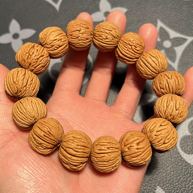 手串同树籽矮桩高密油性好菩提男佛珠念珠七夕送礼物 a树皮纹桃核手串