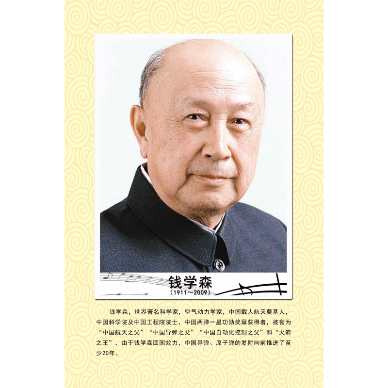 家物理化学生物伟人名人肖像简介实验室教室装饰布置挂画像 钱学森 33