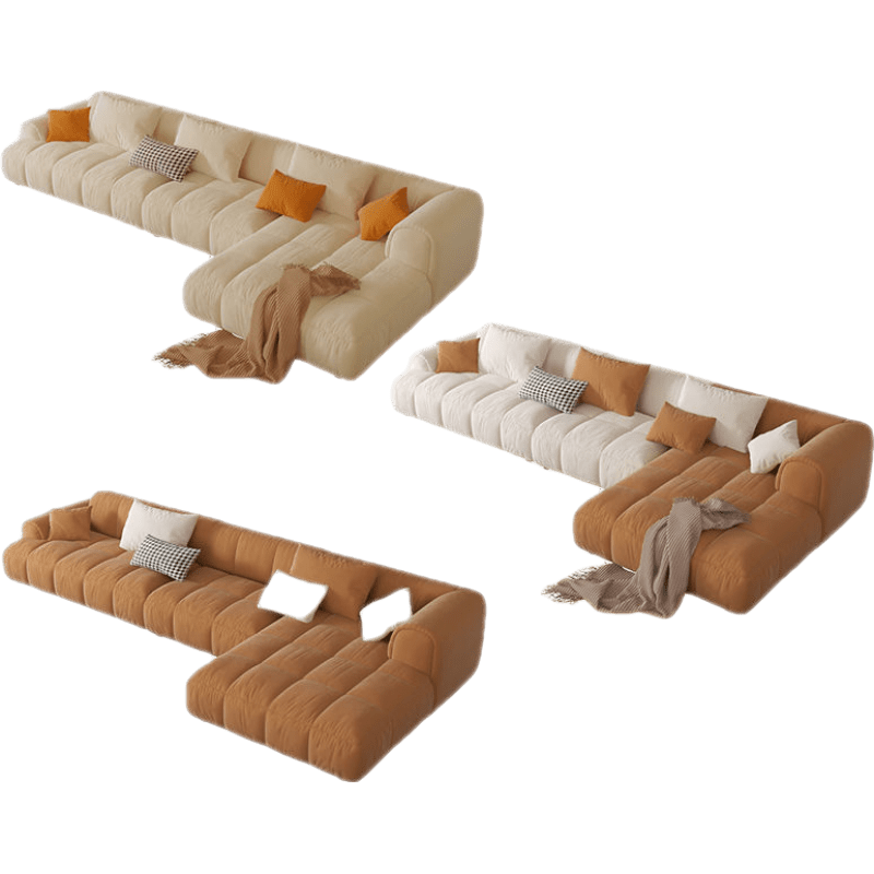 苏购 网红奶油风布艺沙发懒人磨砂绒布现代简约客厅四人位直排面包沙发 单+双+贵妃组合3.6米 科技绒布+原浆乳胶层+高回弹海绵