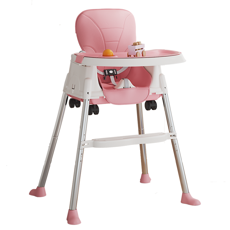 乐活时光 宝宝餐椅婴儿家用吃饭桌椅多功能可折叠座便携式儿童餐椅子 粉色【标准款】