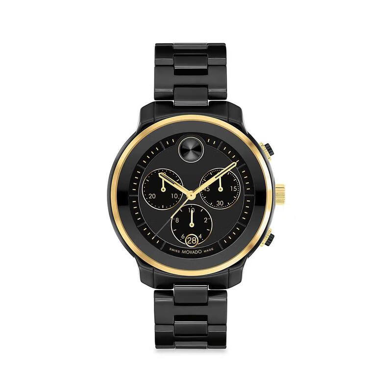 摩凡陀(movado)瑞士手表 博物馆系列女士陶瓷带日历三眼计时商务休闲