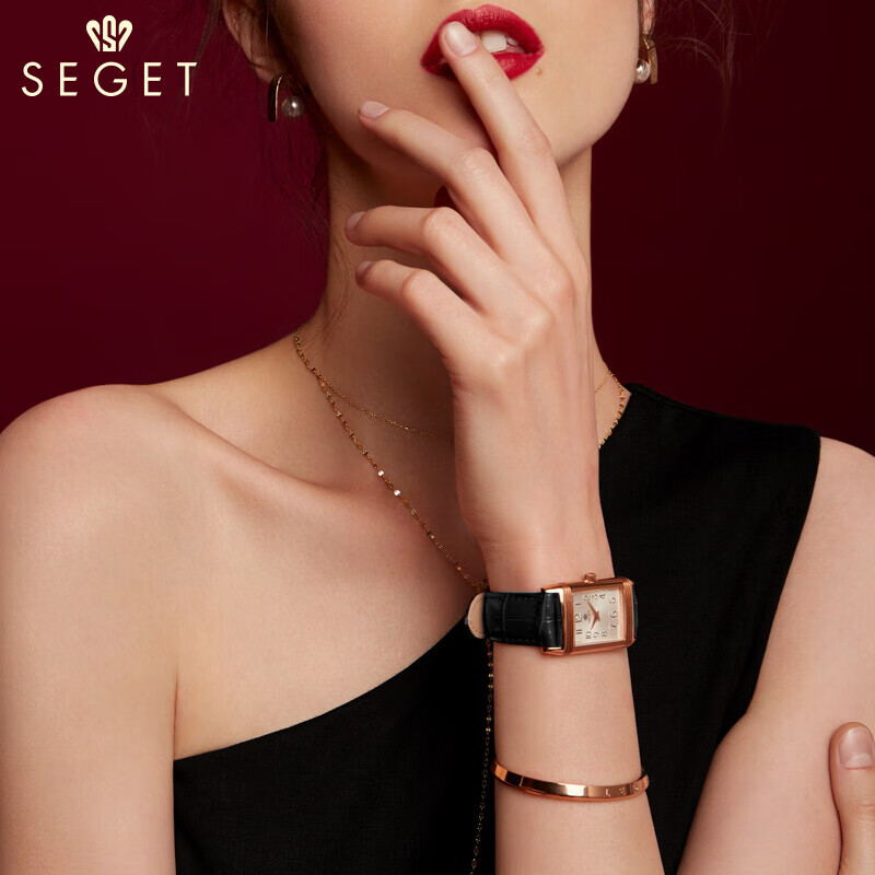 世爵(seget)女士手表小方表手表女小表盘复古轻奢方形表防水石英表送