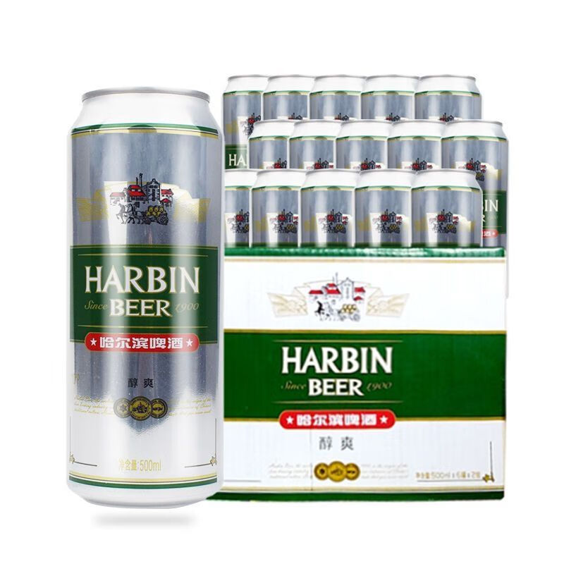 哈尔滨啤酒(harbin)醇爽500ml*12罐清爽口感顺滑甘醇拉罐啤酒原箱发货