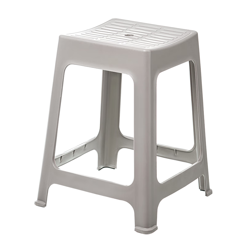 禧天龍方凳高凳塑料凳加厚耐磨家用餐椅凳子鏤空浴室凳 灰色 4個(gè)裝