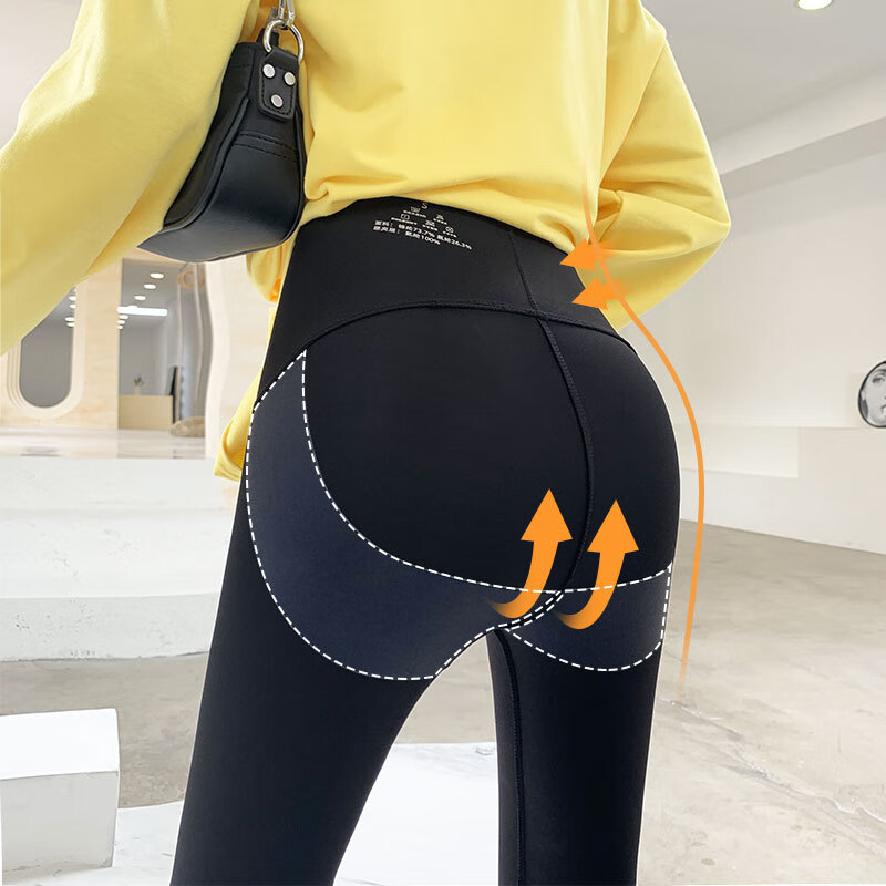 岚斯苧春秋鲨鱼裤紧身高腰收腹提臀芭比裤瑜伽薄黑色打底裤女生外穿