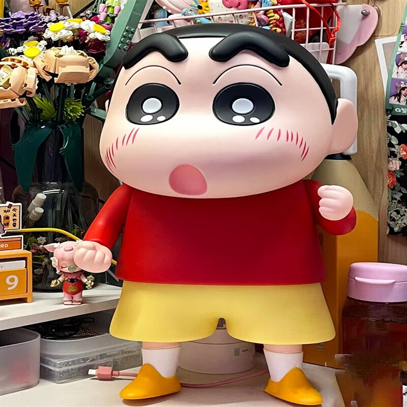 小新大号 蜡笔小新1比1公仔摆件大号盲盒周边睡衣玩偶系 红色蜡笔小新