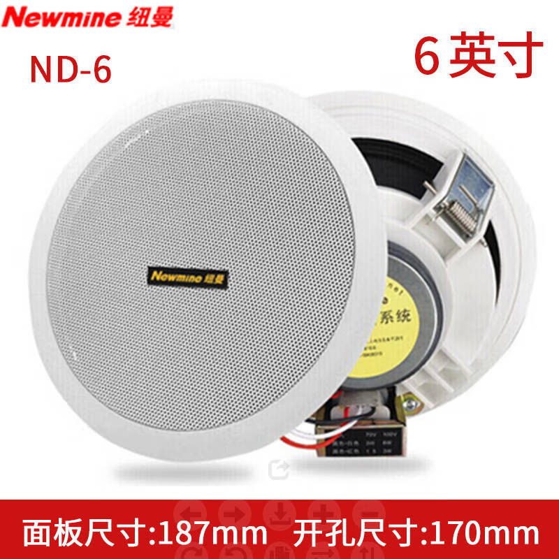 Newmine纽曼定压/定阻吊顶吸顶喇叭音响 天花板嵌入式吊顶音箱家用商超门店公共广播背景音乐高清 ND-6（6英寸定压吸顶喇叭音响）开孔170MM属于什么档次？