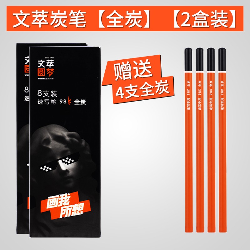 文萃画材 炭笔素描绘画美术生专用考试碳墨碳化画笔速写初学者专业