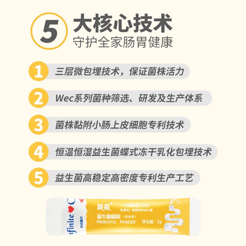 新葆【12盒囤货装】新葆复合益生菌粉 成人儿童冻干粉 肠胃益生菌 10条*12盒