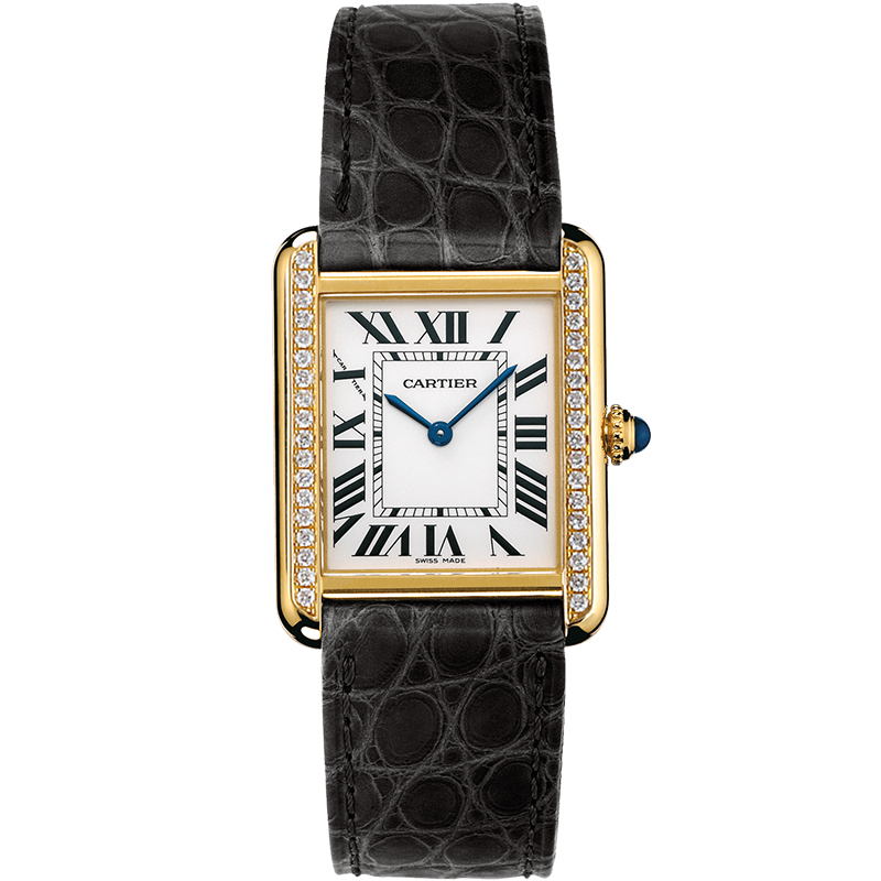 【二手95新】卡地亚坦克系列18k黄金/精钢后镶钻石英手表女表w5200002
