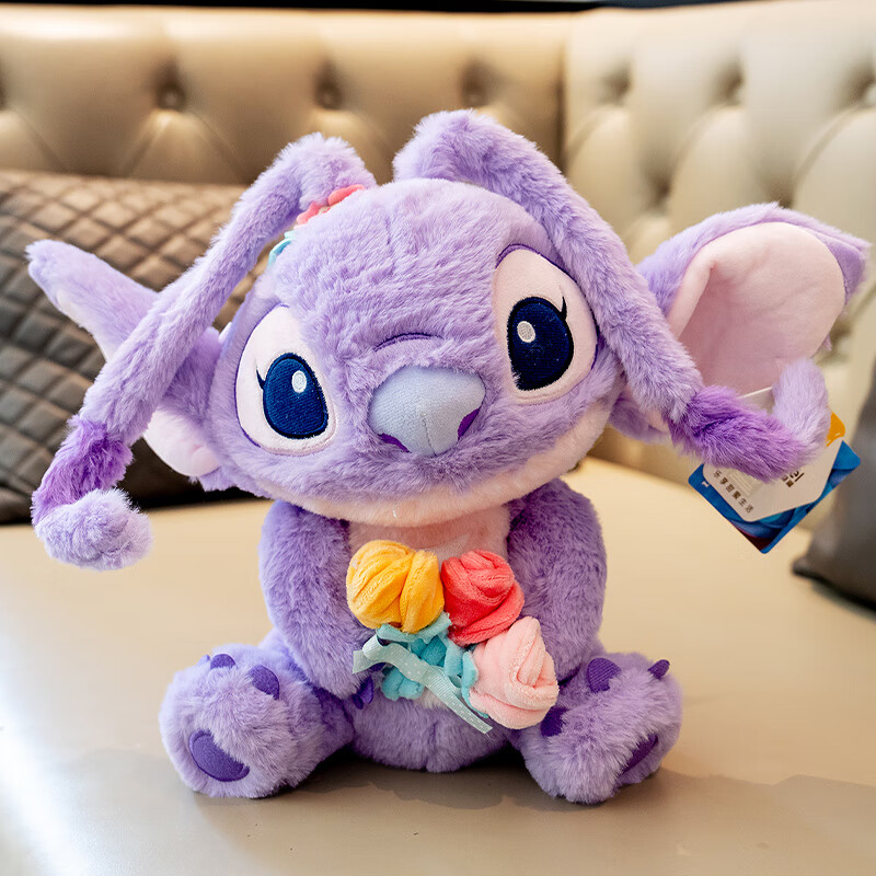 迪士尼正版香薰紫色史迪仔公仔安琪玩偶毛绒玩具娃娃抱枕女生礼物