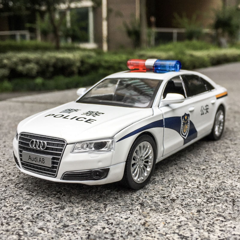 防爆装甲车玩具汽车模型仿真合金110特警车男孩警匪定制 奥迪a8警车