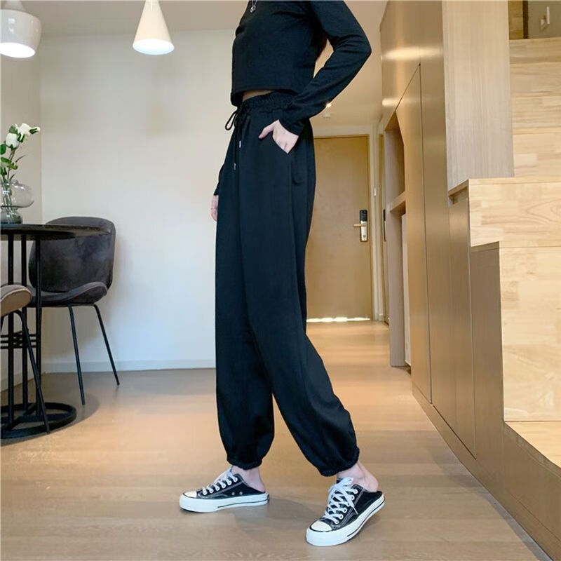 戈森凡(gesenfan)高个子阔腿休闲裤收脚裤女束腿裤宽松大码束脚裤夏季