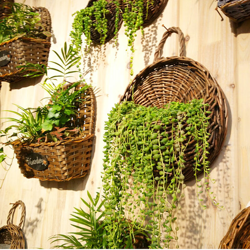 藤编壁挂花蓝架墙挂吊篮阳台藤编花篮花架子客厅吊兰绿萝花篮藤编花盆