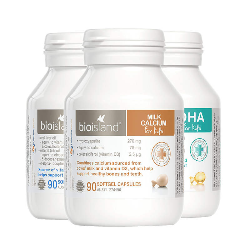 bio island 宝宝婴幼儿童三剑客乳钙鳕鱼肝油dha澳洲进口营养搭档 (90
