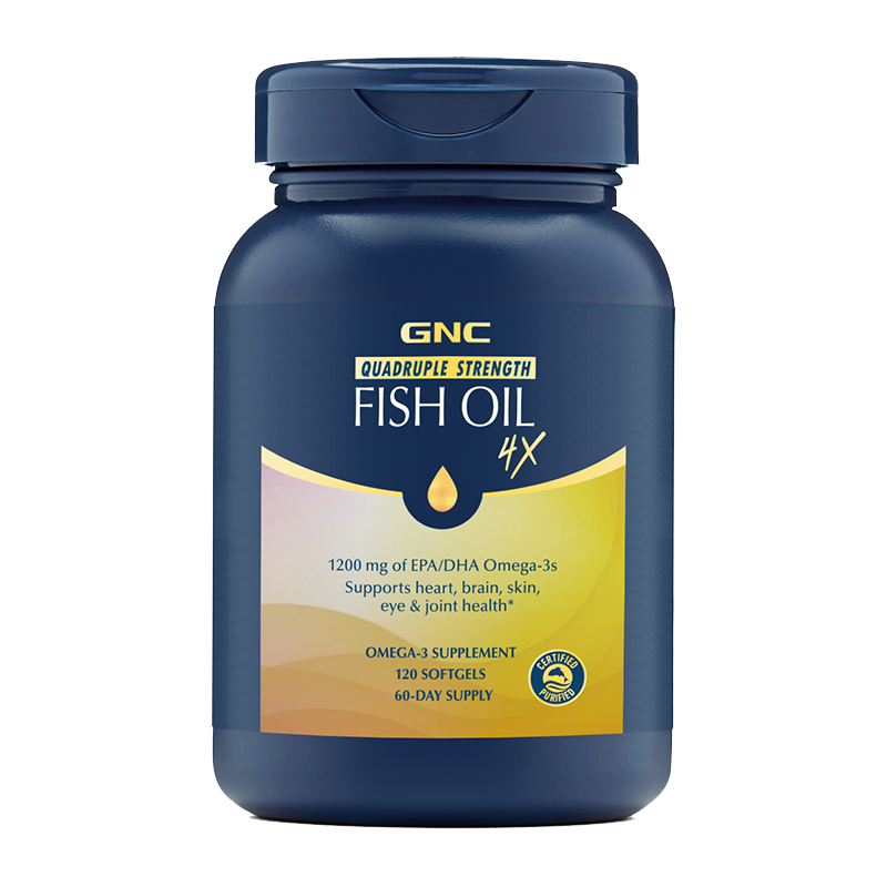 GNC健安喜 83%深海浓缩铂金高纯度鱼油胶囊高含量无腥DHA EPA rTG型 120粒/瓶 呵护心脑眼成人进口