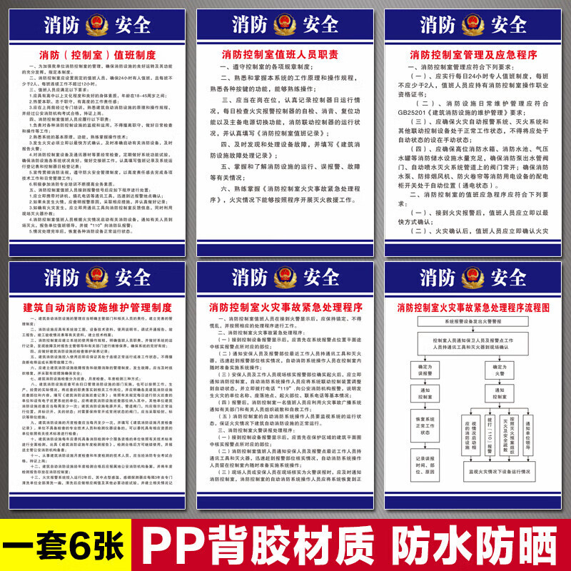 晗畅 消防安全管理制度上墙牌车间酒店幼儿园宾馆控制室新版六件 pp