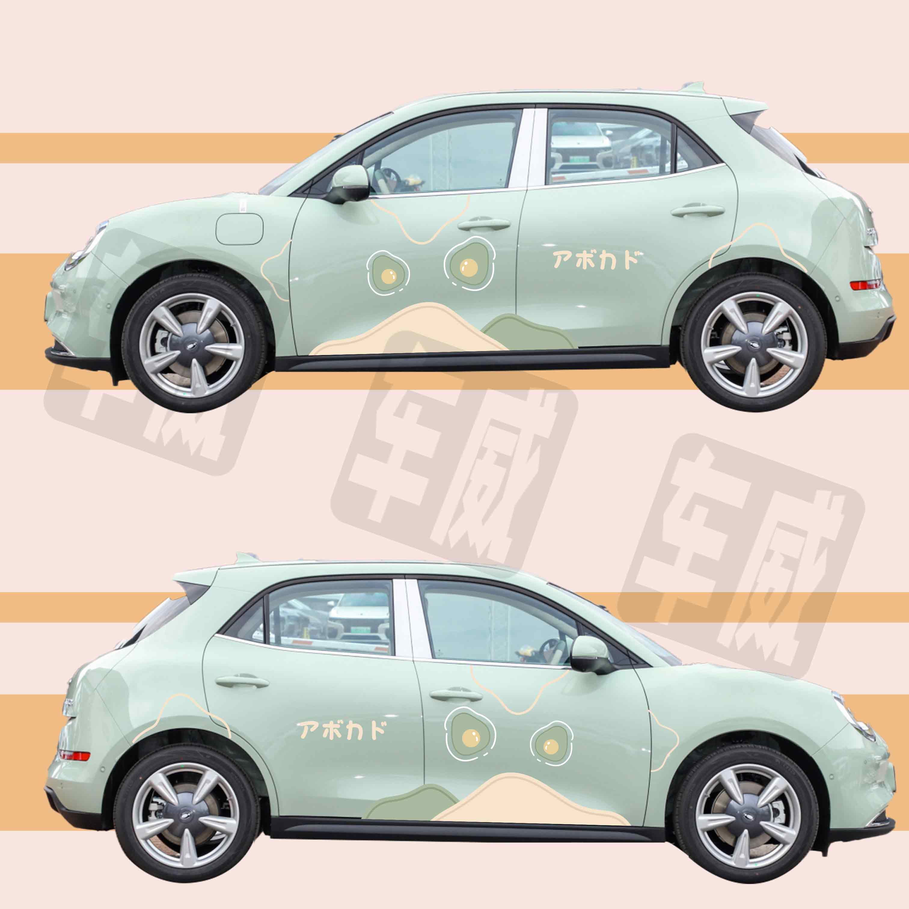 林哇适配23款欧拉好猫装饰件黑白芭蕾猫闪电猫牛油果可爱卡通车身贴画