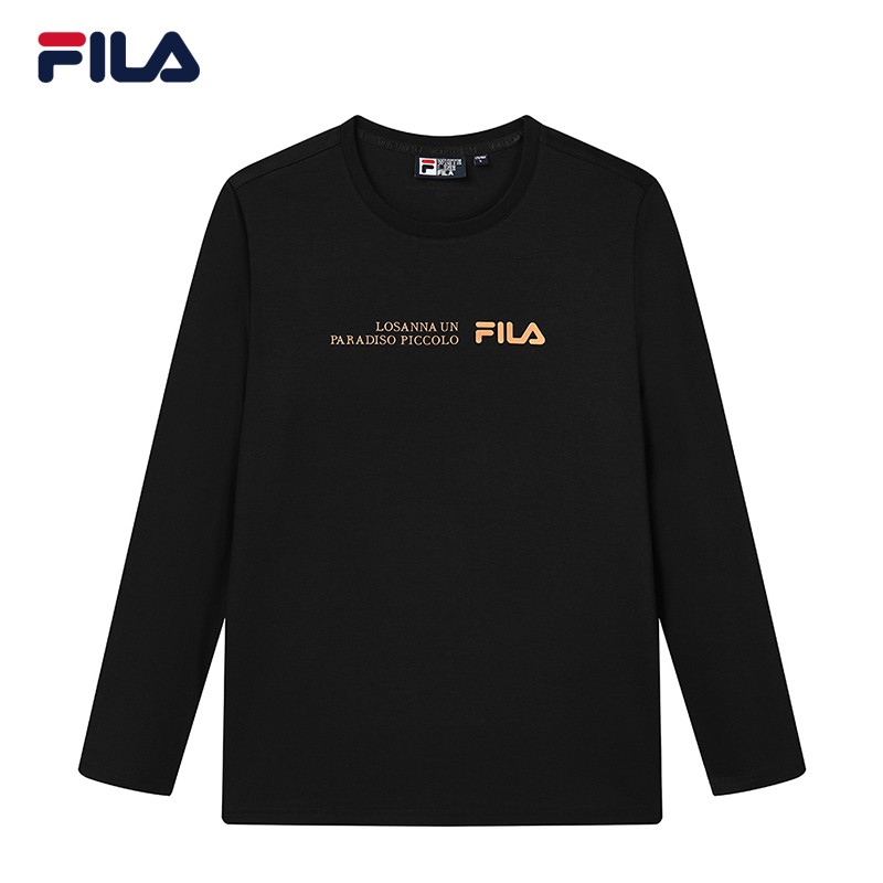 fila 斐乐男装官方男子长袖t恤 2021秋季新款时尚休闲