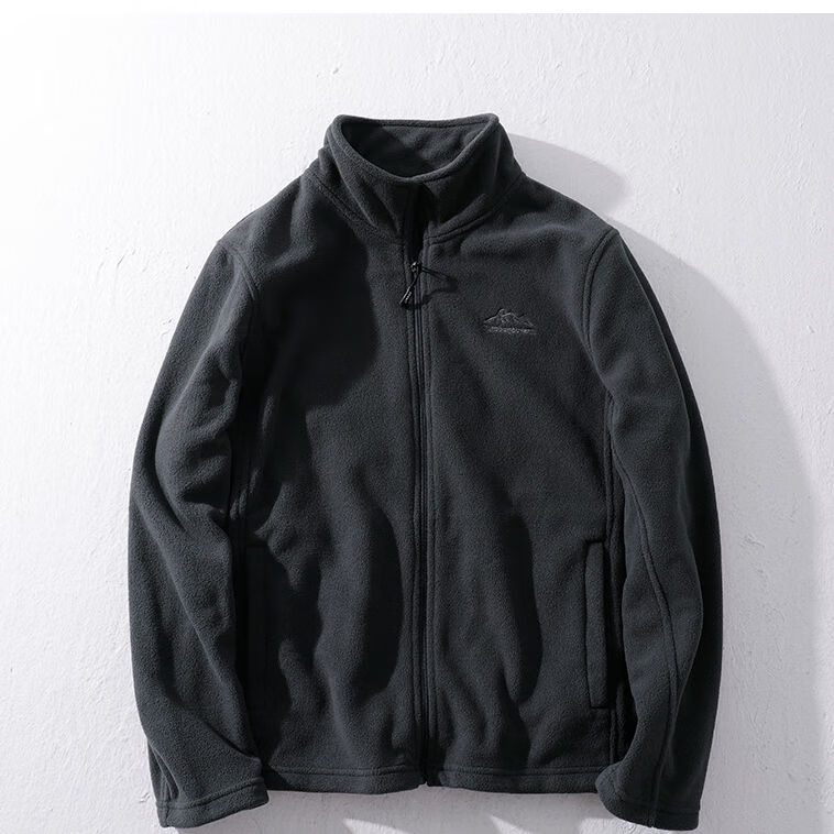 芬青少年宽松休闲面包服男 日系复古摇粒绒夹克 秋款立领开衫拉 灰色