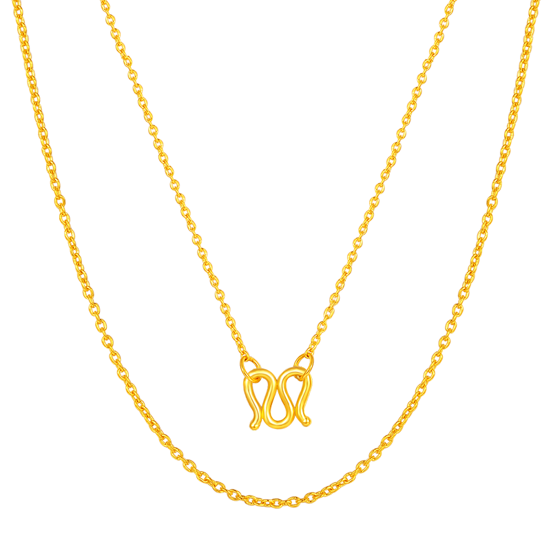 乐灵珠宝 黄金项链o字素链百搭送女友老婆结婚纪念日生日礼物