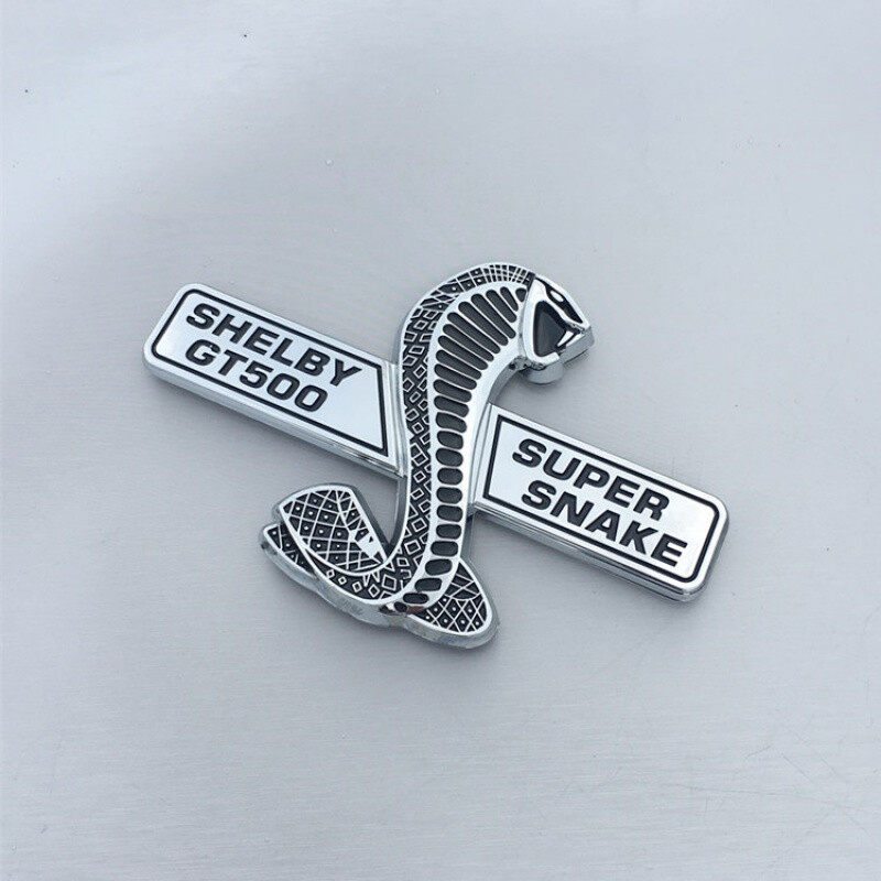 汽车野马眼镜蛇车标 车贴眼镜蛇车身贴 车尾标叶子板中网标 银色左边