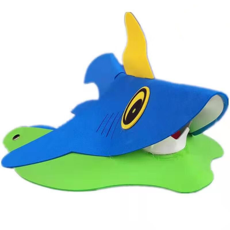 激射六一儿童节小鱼头饰海洋主题动物儿童头套面具 鲨鱼