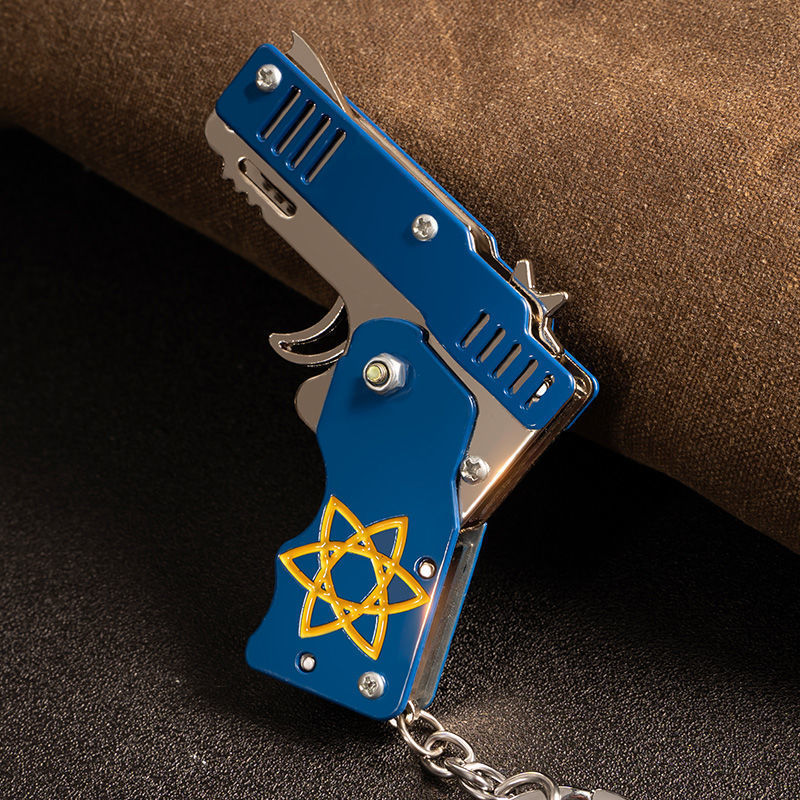 福杰瑞迷你可折叠皮筋枪多连发五爪金龙玩具枪可连发小超远发射 折叠