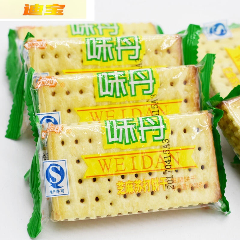 味丹芝麻白苏打饼干梳打发酵咸味代餐饼干整箱. 芝麻白苏打500克