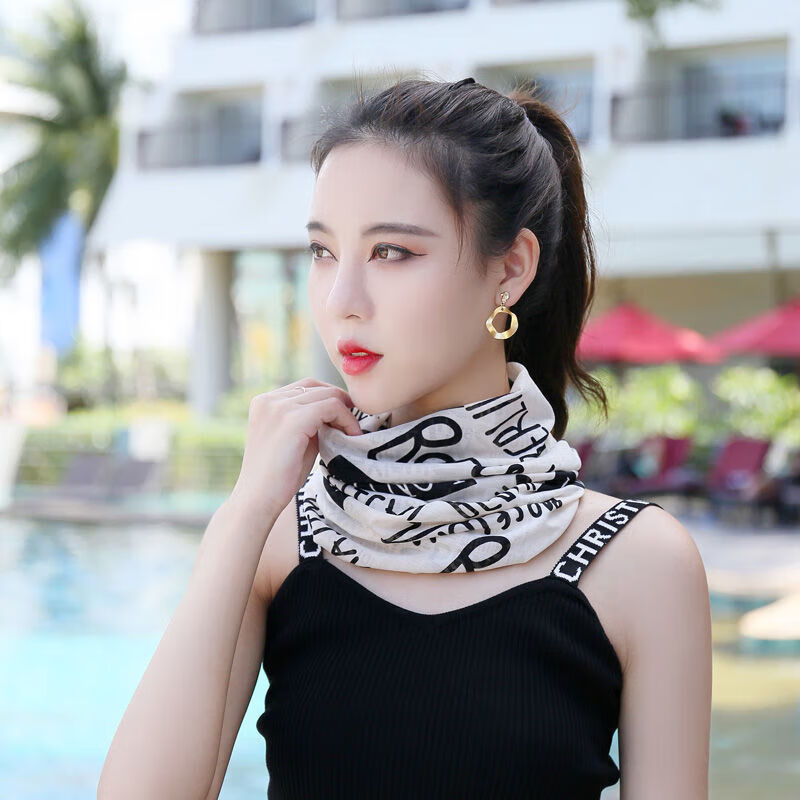 靓女街新品夏天护颈椎的脖套夏季冰丝围脖头巾女夏户外运动遮阳帽防晒