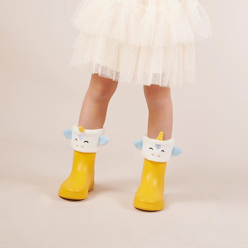 CREATURE HABITS美国品牌儿童雨鞋内胆棉套雨鞋加绒袜套可拆卸鞋套 黑白小豹纹 1双 10岁以上 XXL码 (内长23.7cm)