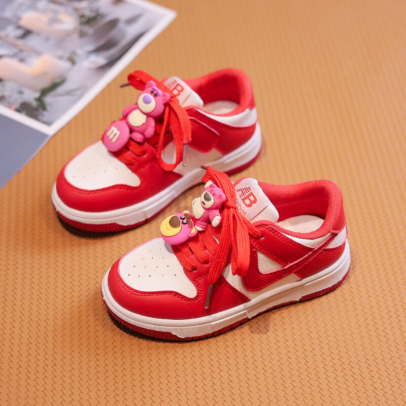 2024秋款儿童过年鞋子女孩大童高帮运动鞋 红色(低帮) 26码鞋内长约