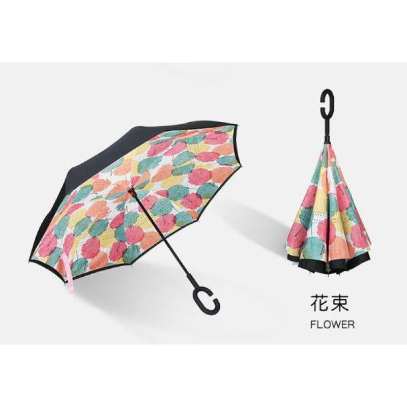 雨伞反向伞免持式车用双层加大号C型晴雨汽车反折长柄伞定制logo 反向伞-花束