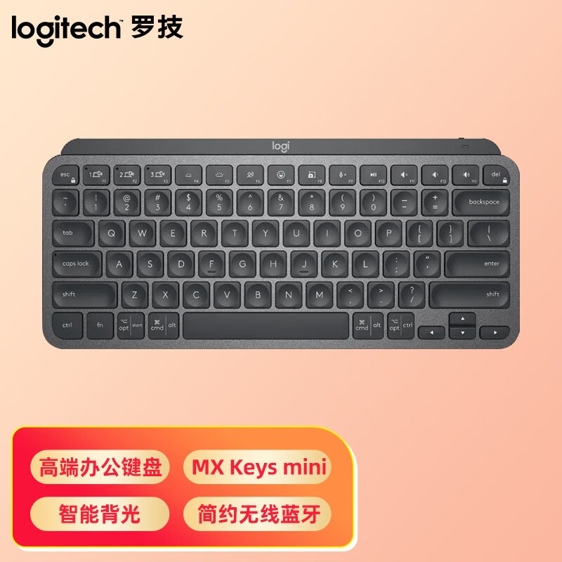 罗技（Logitech） MX Keys Mini时尚键盘 无线蓝牙办公超薄迷你键盘高端办公智能背光 MX keys mini 石墨黑