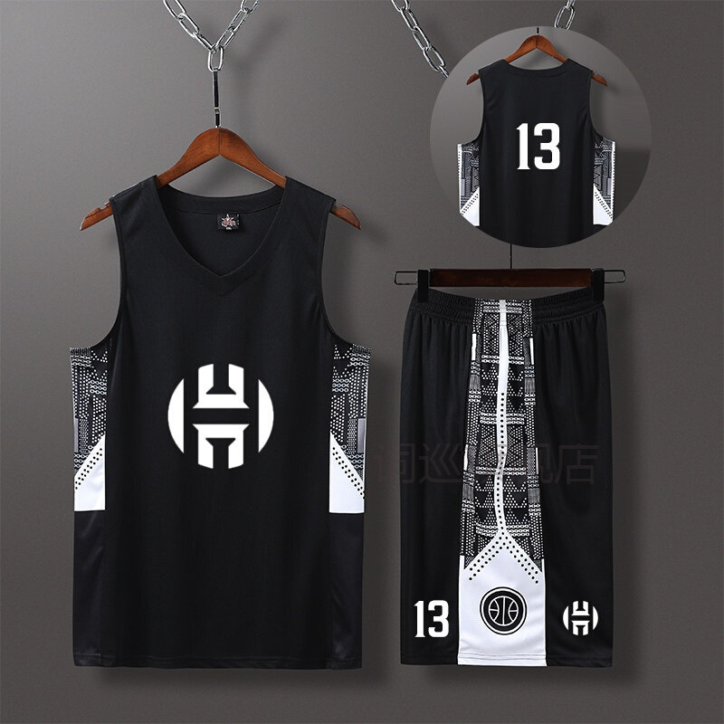 球衣篮球服套装男定制比赛队服球衣篮球男背心 9226/黑色-哈登定制 s
