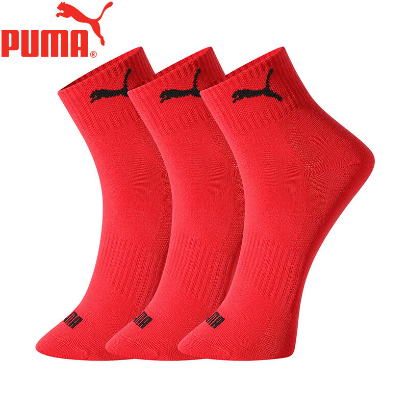 PUMA彪马（PUMA）女士袜子中筒喜庆红3双装 红色 均码(35/38) 