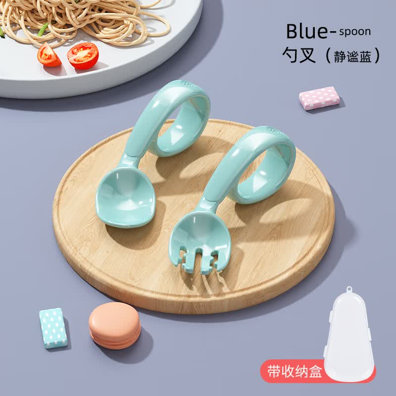 BabyCoupe宝宝婴儿训练勺学吃饭勺子弯曲自主进食弯头勺叉辅食餐具静谧蓝高性价比高么？