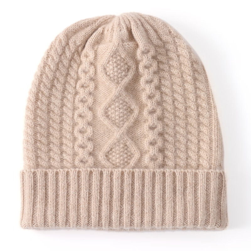 anna ettercashmere纯帽子女绞花加厚针织绒线帽休闲逛街护耳帽秋冬