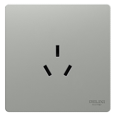 德力西（DELIXI）开关插座 免喷涂奶油风大板 墙壁电源开关 825星河灰三孔插座16A