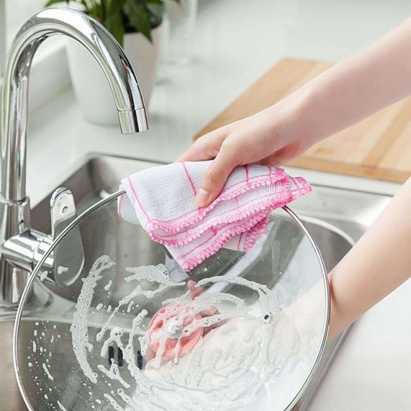 棉纱洗碗布大号加厚吸水性抹布厨房不沾油不掉毛家用刷碗布百洁布 5层棉纱30条装