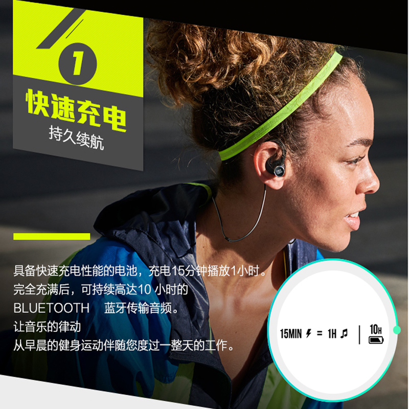 JBL Contour 2.0绿色 蓝牙耳机挂脖式 无线运动耳机 防水防汗 苹果华为小米安卓游戏通用耳机