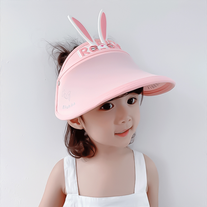 土豆屋儿童防晒帽宝宝遮阳帽女童夏季空顶帽太阳帽 粉色（适用头围48-56cm 2-12岁）可调节