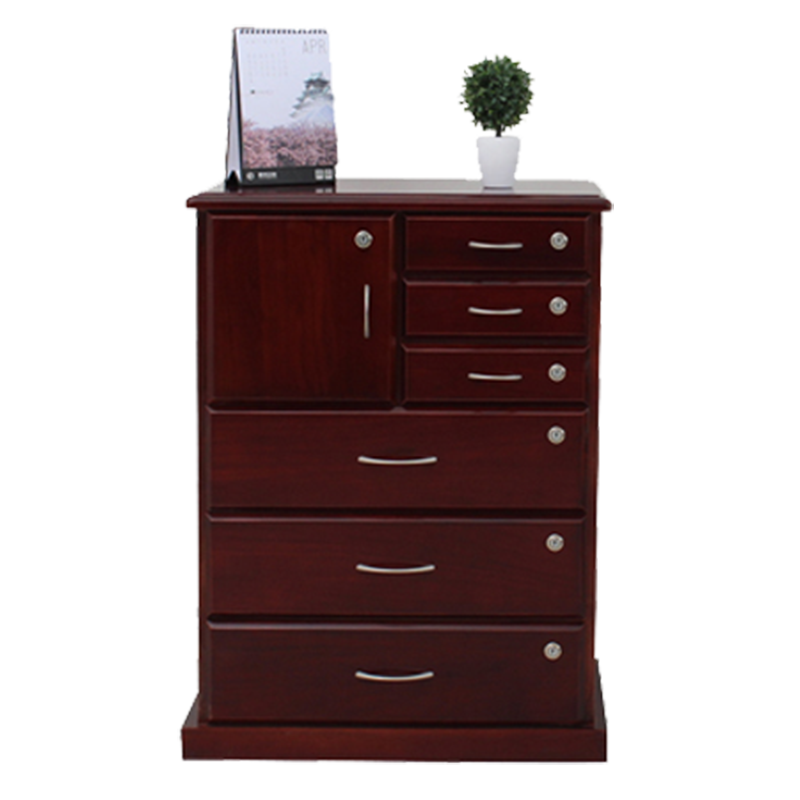 田门前 实木矮柜文件柜木质带锁储物柜办公柜子落地柜卧室床头收纳斗柜 PCH-70白色 15mm