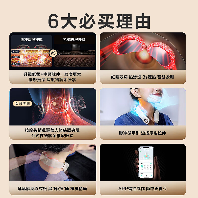 SKG颈椎按摩仪颈部按摩仪肩颈按摩器热敷便携多功能颈椎按摩器护颈教师节礼物生日礼送男女朋友长辈 【全新升级】4098 3代蓝牙 经典红限定礼盒