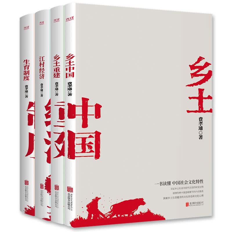 现货】套装4册：江村经济+乡土重建+生育制度+乡土中国 费孝通 新华先锋