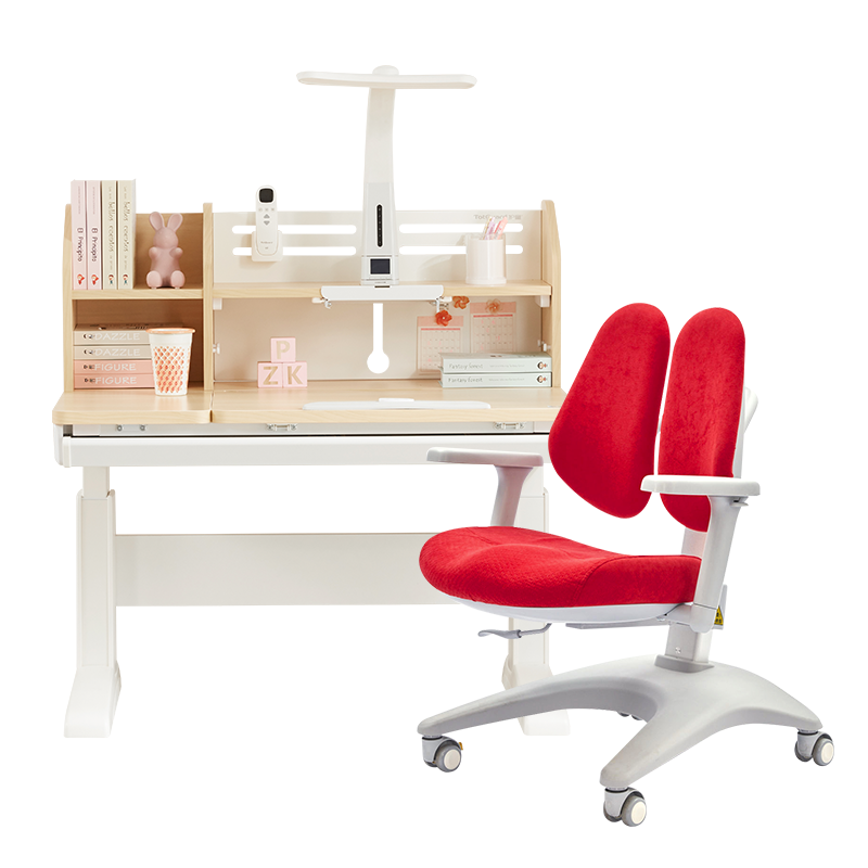 【电动旗舰】 护童儿童学习桌小学生写字书桌作业课桌电动遥控升降DL桌椅套装吉象系列 1米吉象粉色+旗舰新升级学习椅CL22F红色