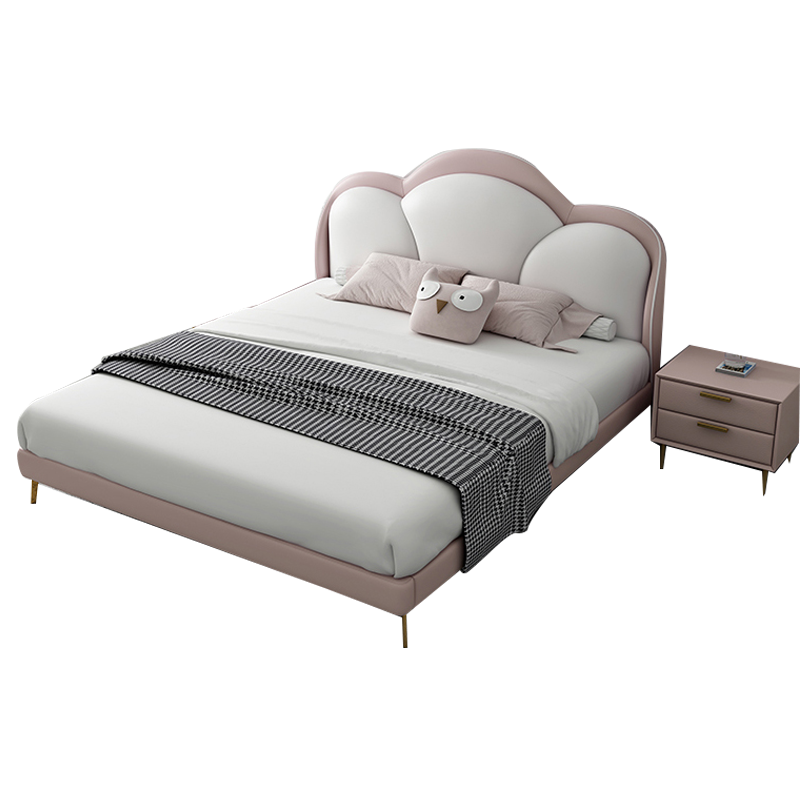 梵萨帝 床皮床实木床 美式轻奢现代卧室家具创意设计小户型公主女皮床双人床 单床(不含床垫) 1800*2000【框架结构】