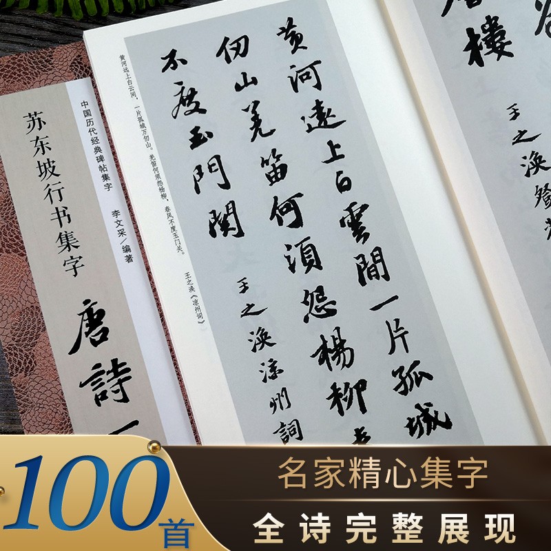 苏东坡行书集字唐诗一百首 收录苏轼行书经典碑帖集字古诗词 毛笔书法作品黄州寒食帖赤壁赋洞庭春色赋书籍浙江人民美术出版社图书籍
