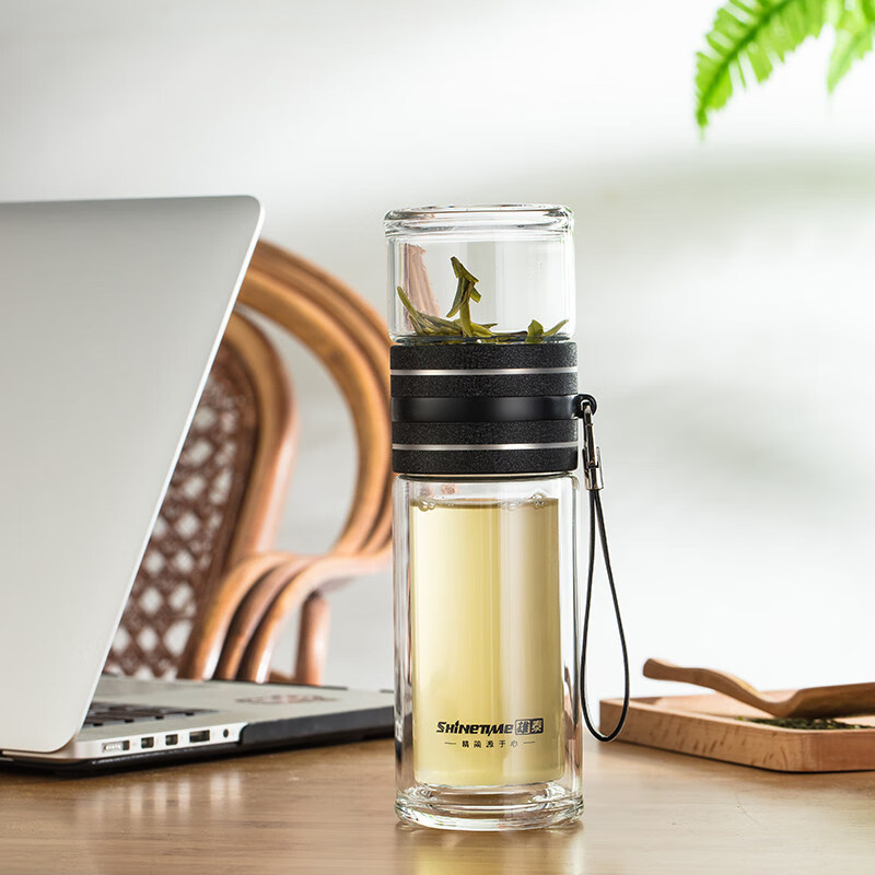 雄泰双层玻璃杯 茶水分离泡茶杯男女商务礼品创意便携水杯过滤随手花