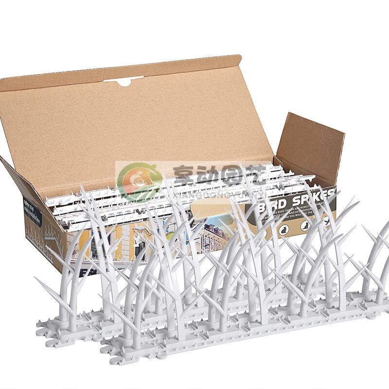新款白色防鸟防鸽子钉刺围墙围栏窗台鱼池防猫爬刺 白色 6片/盒总长约